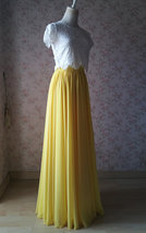 Yellow Chiffon Maxi Skirt Outfit Yellow High Waisted Floor Pleated Chiffon Skirt image 7