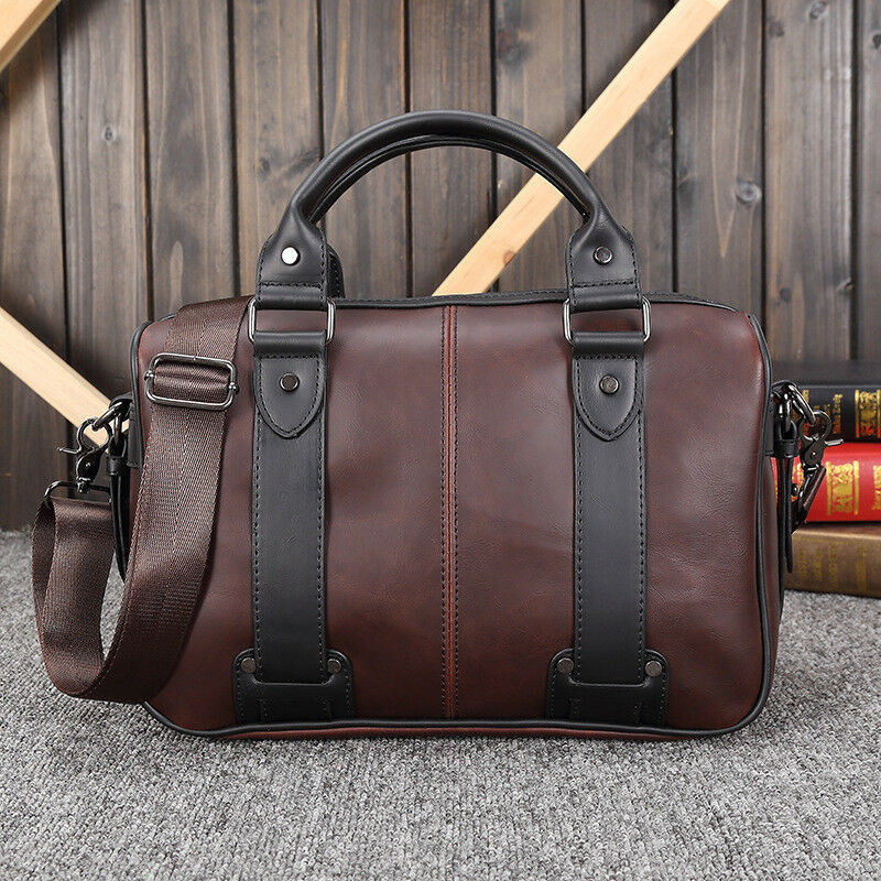 Crazy horse leather men"s bag business handbag casual shoulder