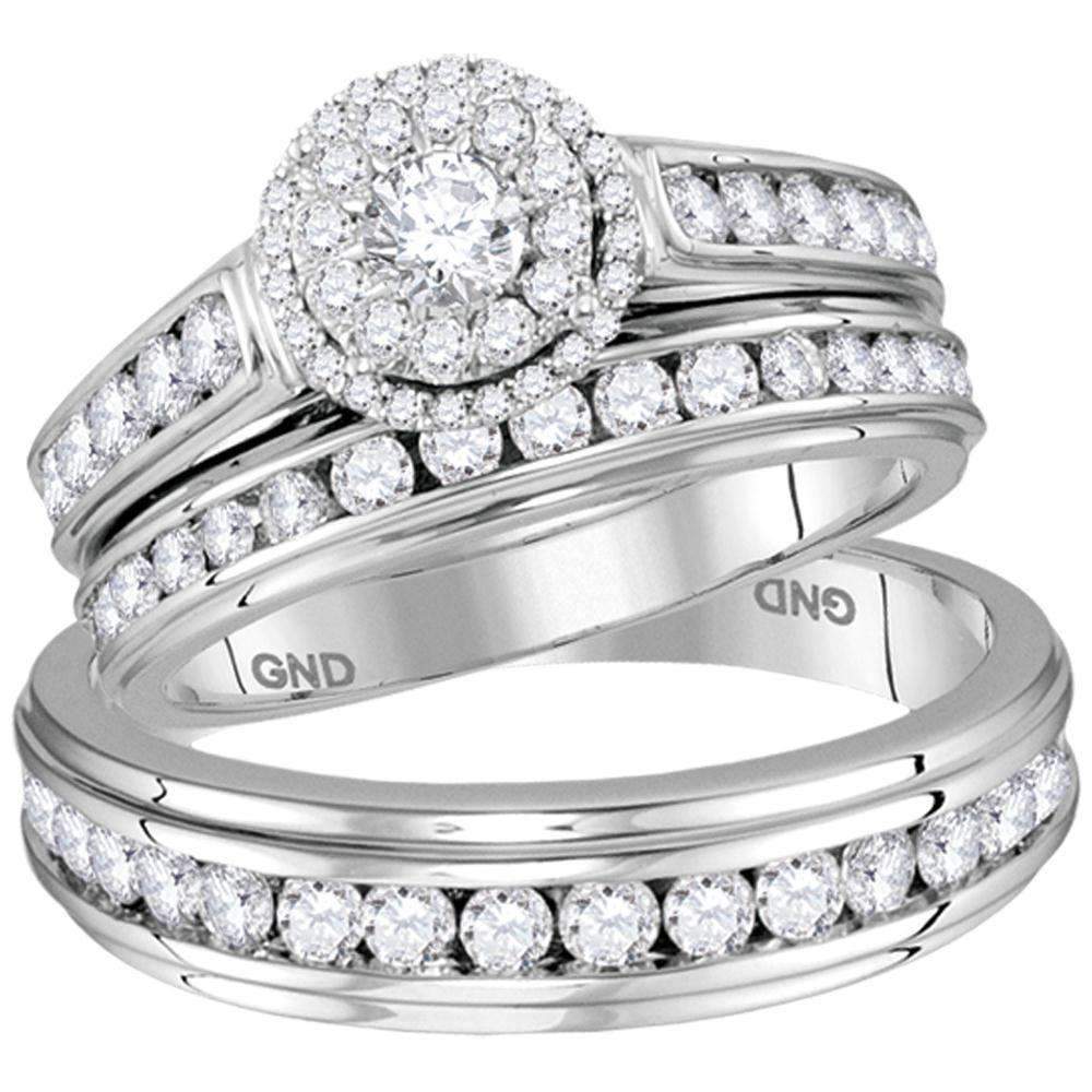 14Kt White Gold His Hers Solitaire Matching  Wedding  Ring  