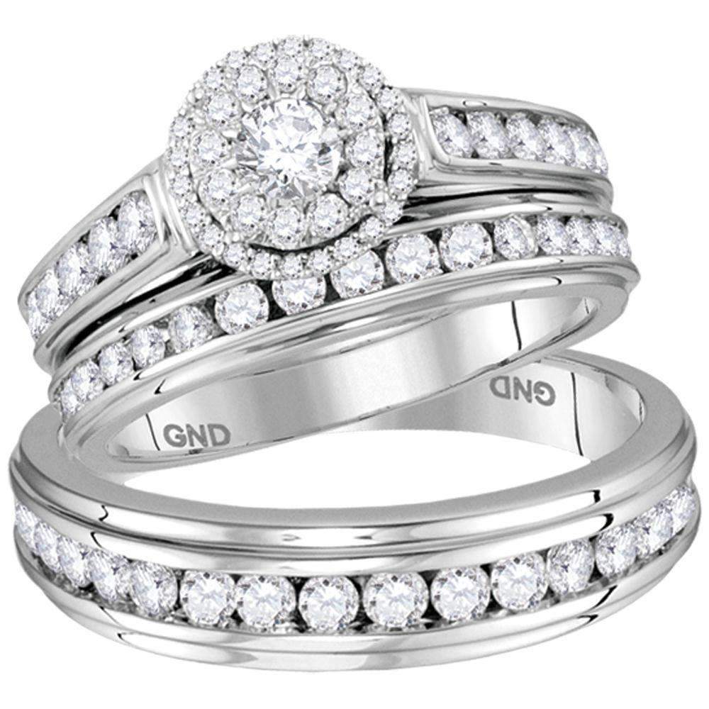 14Kt White Gold His & Hers Solitaire Matching Wedding Ring