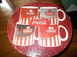 Vtg Rare Hard To Find Set Coca Cola Set Of 4 Stoneware Sakura Coffee Cups - $44.55