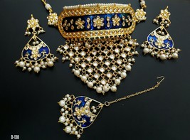 Kundan jewelry Necklace(choker) earrings tika bridal set online Poojavi 5i - $33.64