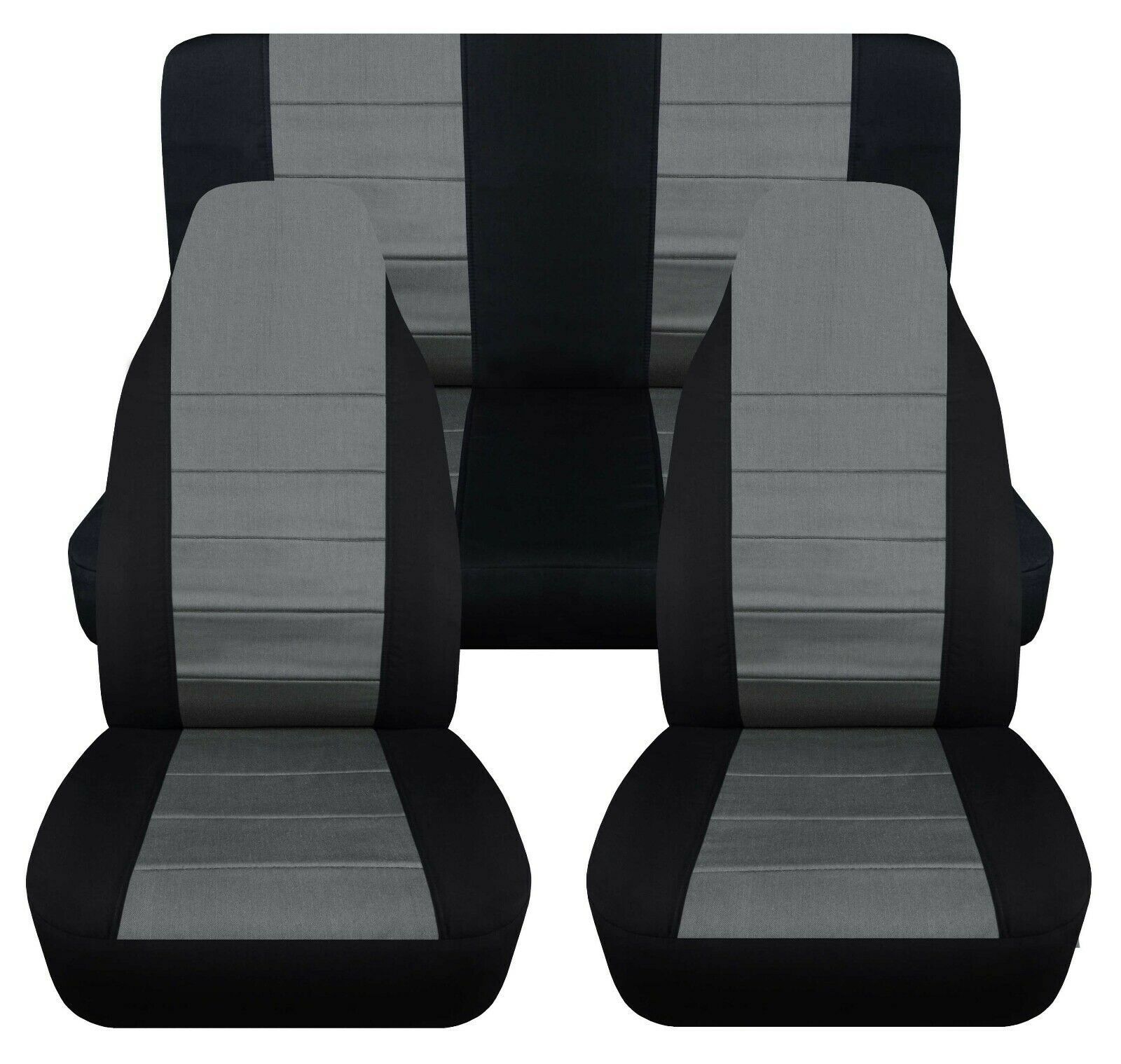 Front and Rear car seat covers Fits Jeep wrangler YJ-TJ-LJ 85-06 Black-Charcoal