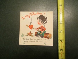 Valentine Vintage Card Love for you grows warmer fire Campfire Gibson guy card  - $5.99