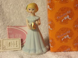 Figurine Enesco Growing Up Birthday Girl Age 6 Blonde Blue Dress New in Box - $11.88