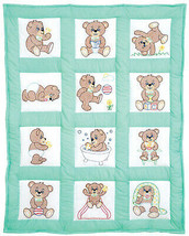 Jack Dempsey Needle Art Nursery Quilt Blocks Teddy Bear - $8.96