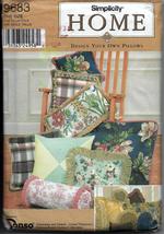 Simplicity 9683 Home Decorative Pillows, Design Your Own, Sizes Small to Large  - $15.00