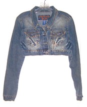  Blue Jean Cropped Denim Jacket with Stud Decorations by American Blue S... - £23.76 GBP