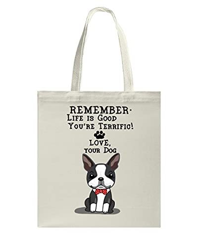 Love Boston Terrier Tote Bag Gift Life Is Good Dogs Lover Canvas Shoulder Bags C