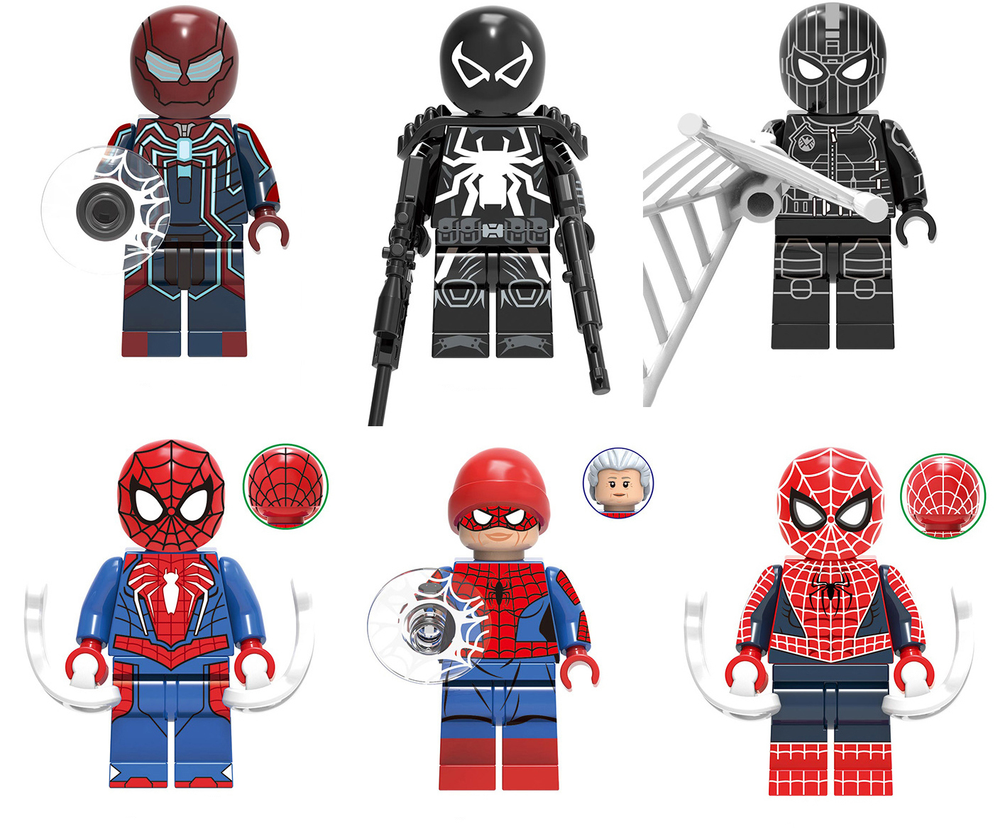 6pcs Different Styles Spider Man Collectible Minifigure Bricks Toy Gifts