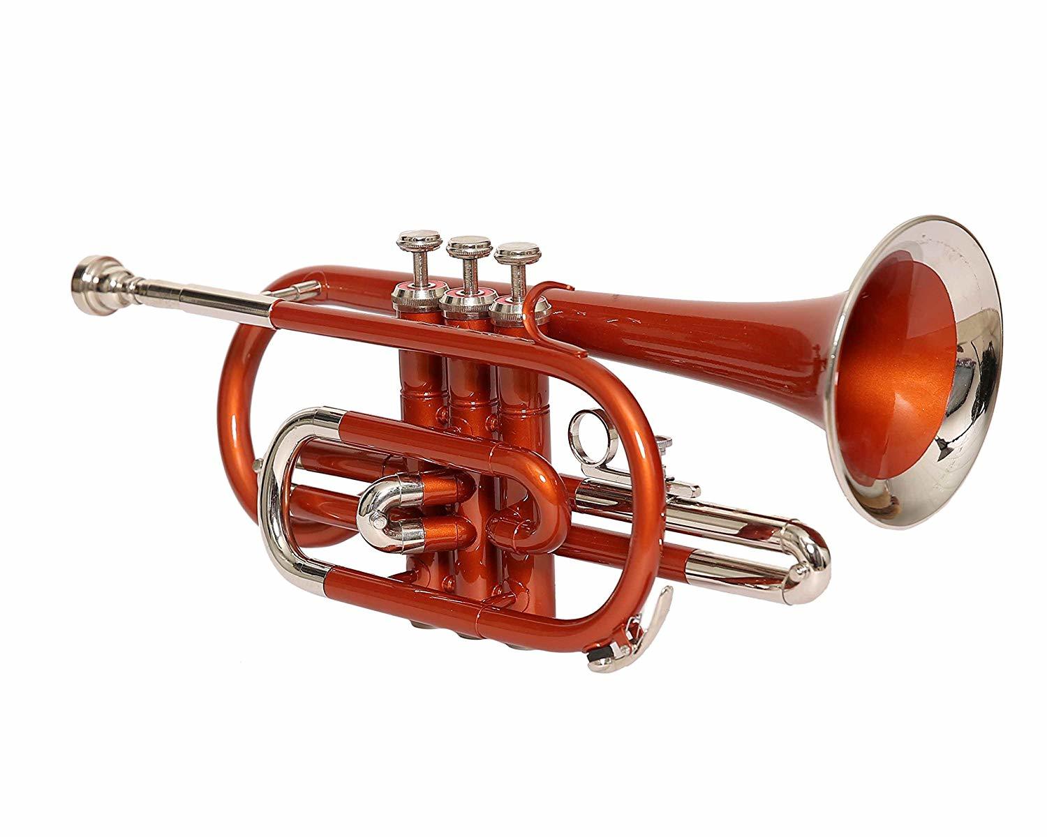 Primary image for Cornet Trumpet Bb Flat Orange Nickel - with Hard Case Mouthpiece