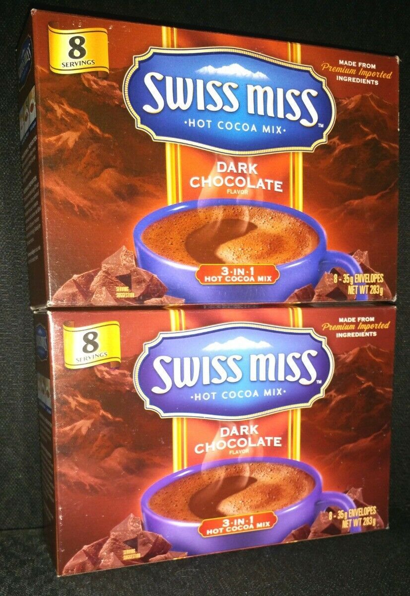 16 Packs Swiss Miss Dark Chocolate Hot Cocoa Mix-3 in 1 Premium-2 Box