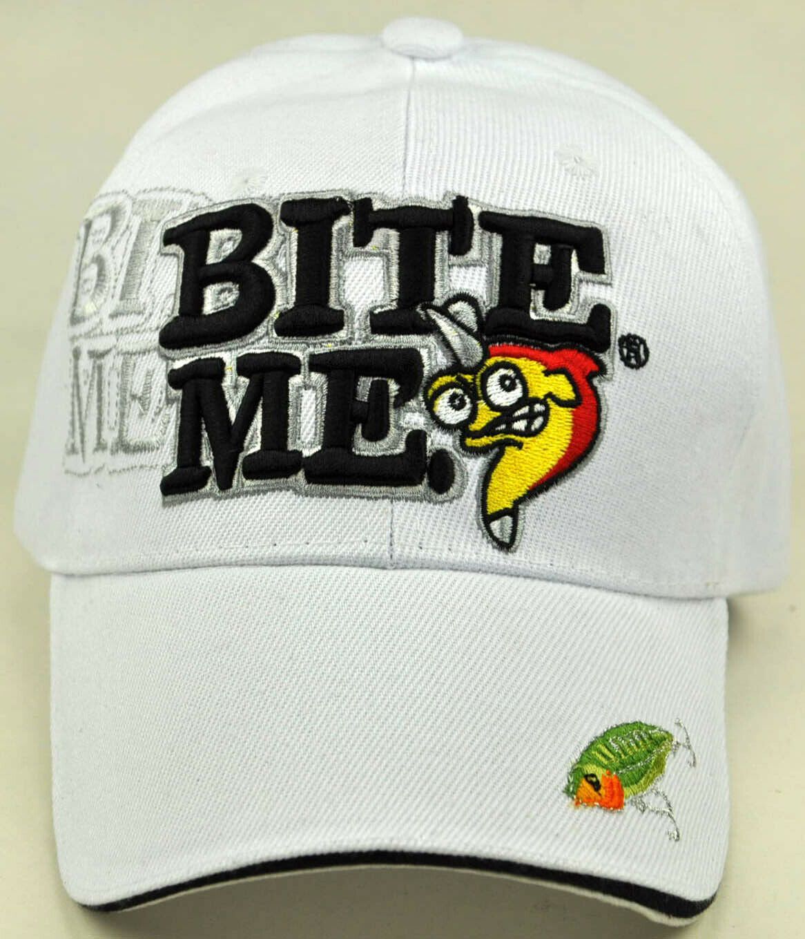 NEW! BITE ME FISH FISHING SPORT CAP HAT WHITE Men's Hats