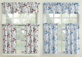 Bistro Valance & Tiers Kitchen Cafe Curtain Set Black White Gray Red Or Blue-NEW - $18.70+