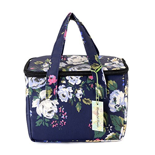 WONDERFUL FLOWER Lunch Box Cooler Bag lunch bag flower 003Navy ...