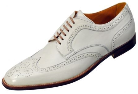 Handmade Oxford Wingtip Brogue Toe White Formal Leather Lace up Shoes Black Sole