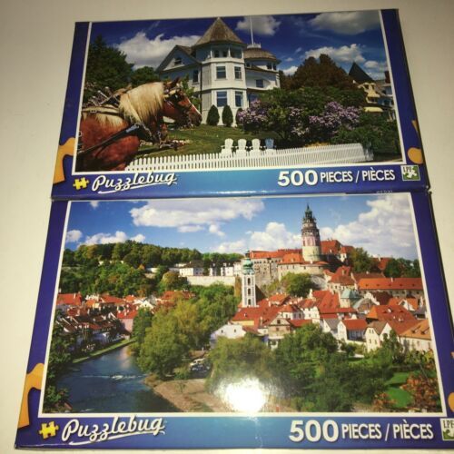 Puzzlebug 500 Piece Puzzles 18.25" X 11" New & Sealed Lot of 2 
