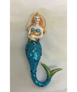 Blue Sequin Mermaid Beach Christmas Ornament Nautical Starfish Kurt Adler? - $16.82
