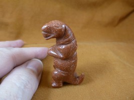 Y-DIN-TY-556) Orange Dino T-REX Tyrannosaurus Dinosaur Gemstone Carving Figurine - $14.01