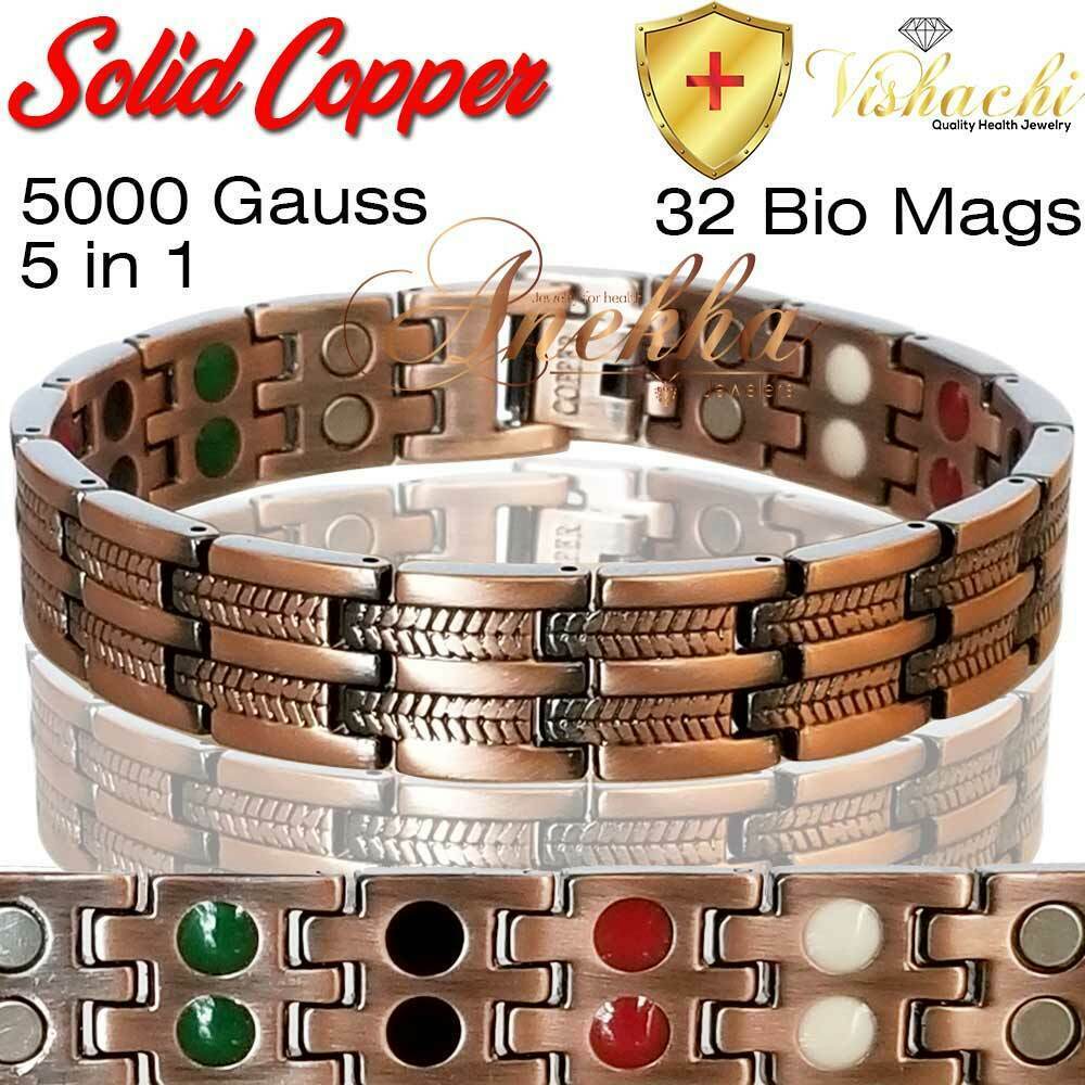 5IN1 PURE SOLID COPPER MAGNETIC BRACELET ARTHRITIS THERAPY MEN WOMEN PC11