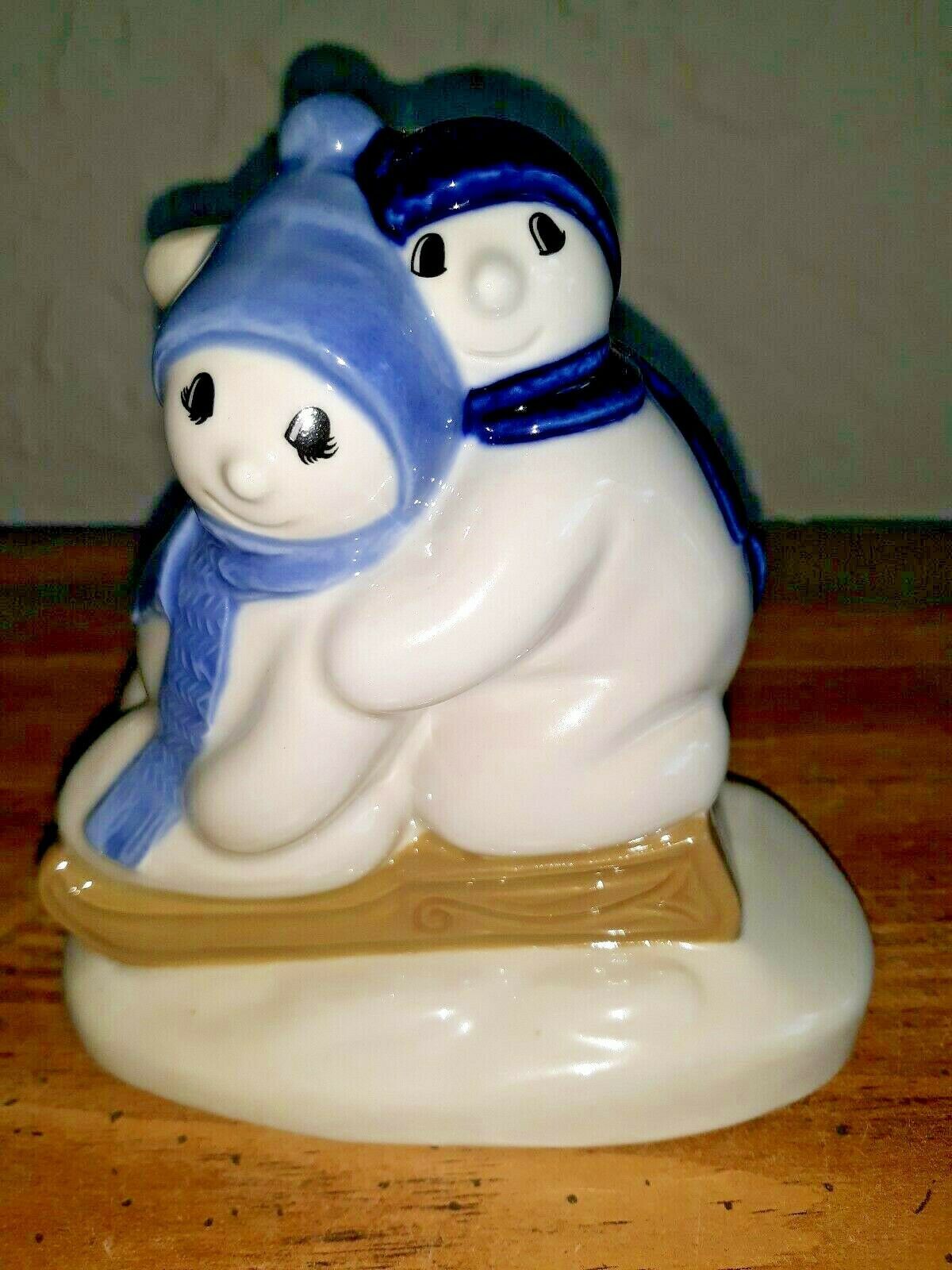 Primary image for VINTAGE Christmas 1996 WADE Porcelain FIGURINE SnowChildren SNOWMEN SLED
