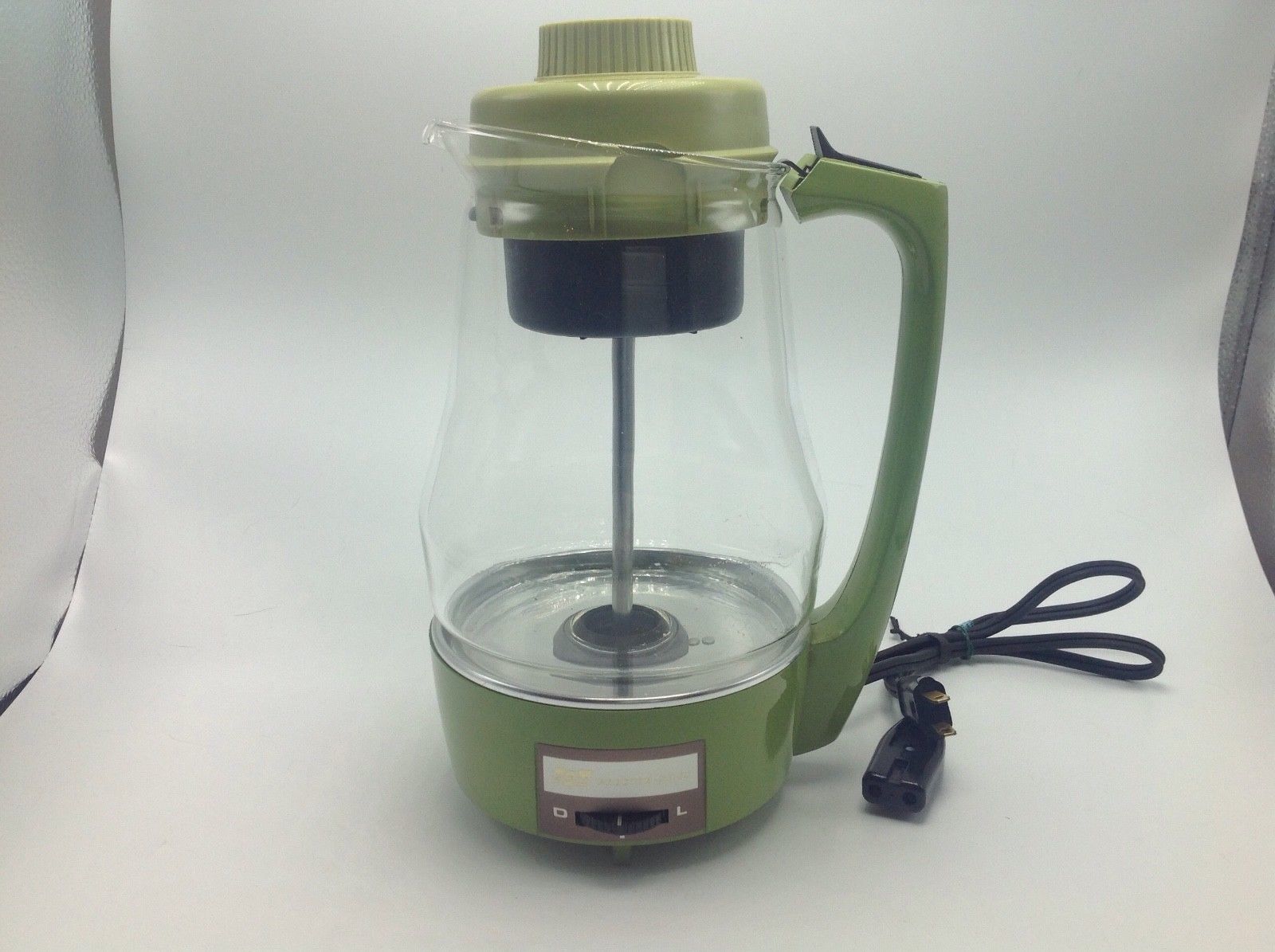 1973 Proctor Silex Electric Glass Percolator Coffee Pot Avocado Green