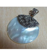 925 STERLING SILVER  WHITE MOTHER OF PEARL PENDANT 56 MM - $92.60