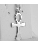 SOLID 18K WHITE GOLD CROSS, CROSS OF LIFE, ANKH, SHINY, 0.98 INCH MADE I... - £148.28 GBP