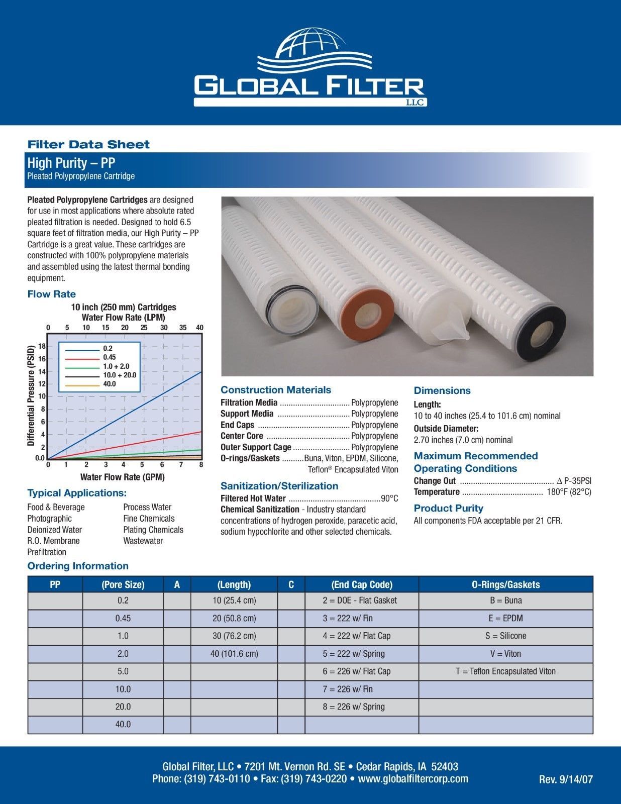 labtechsales US Filter FCVP710S2 0.2um Hydrophobic Filter 