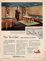 Mid Century MODERN Dream Basement Playroom 1950 Photo AD Weldwood Plywoo... - $15.99
