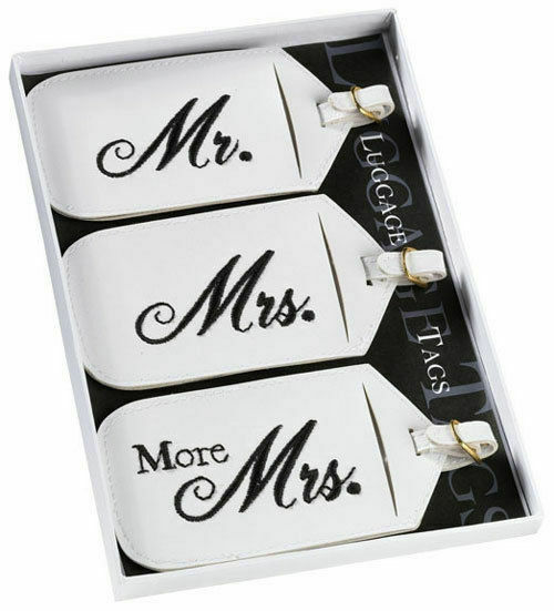 Set of 3 Mr and Mrs Luggage Tags Honeymoon Gifts Wedding Gifts