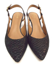 CLARKS Artisan Size 7.5 Black Snake Print Slingback Heels Pumps Shoes 7 1/2 - $33.00