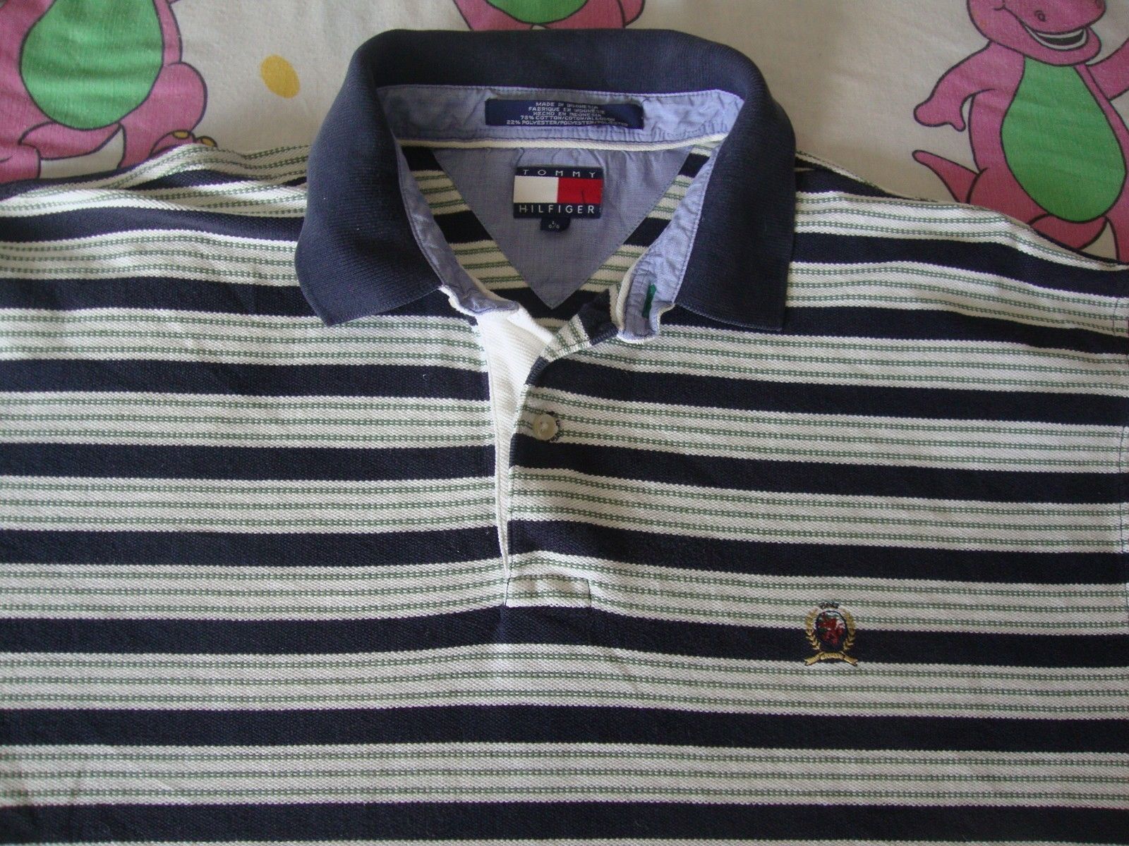 Primary image for Vintage Tommy Hilfiger White  w/ Stripes Polo Shirt Men's Size XL
