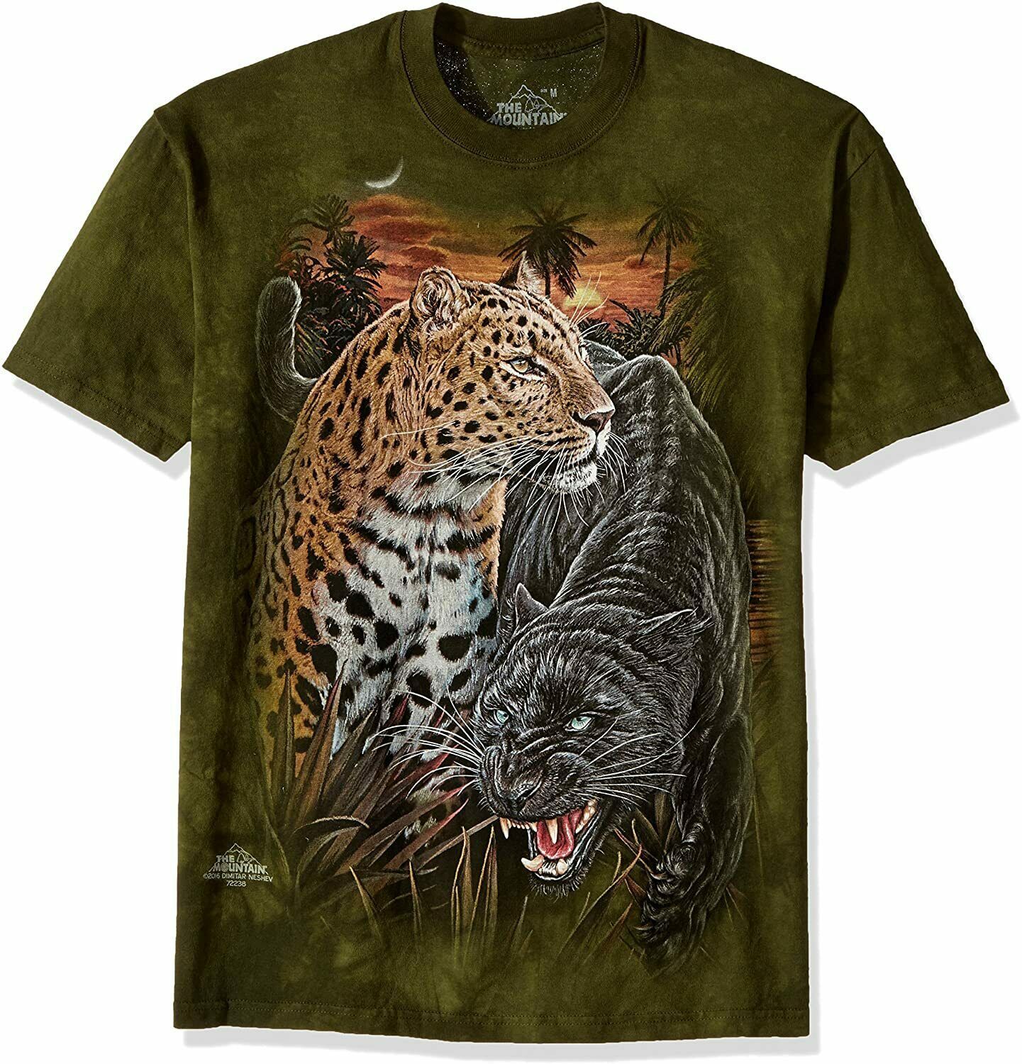 Two Jaguars Panther Tiger King Wild Lynx Cat Green Mountain Animal T-Shirt M-4X
