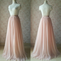 LIGHT BLUE Plus Size Bridesmaid Tulle Skirt High Waist Floor Length Tulle Skirt image 10