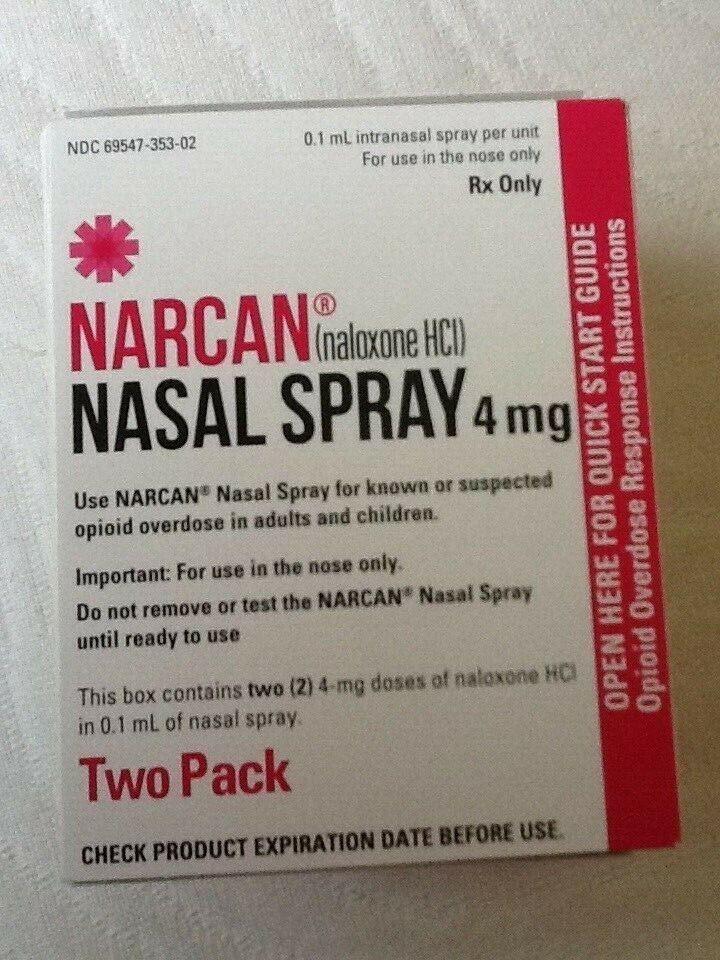 Narcan Nasal Spray Single Dose 4mg 2 Pack Allergy, Sinus & Asthma