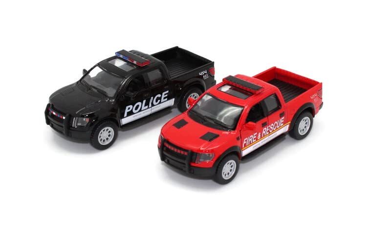 5 2013 Ford f-150SVT Raptor SuperCrew Police/Firefighter Black/Red Pull-Back