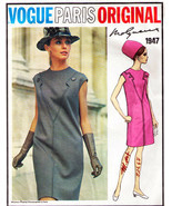 Vintage 1960&#39;s Misses&#39; DRESS VOGUE PARIS ORIGINAL Pattern 1947-v Size 14 - $30.00