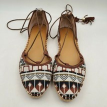 Franco Sarto Dream Espadrille Tribal Flats Slip-on Tied Shoes Women&#39;s Si... - $37.41