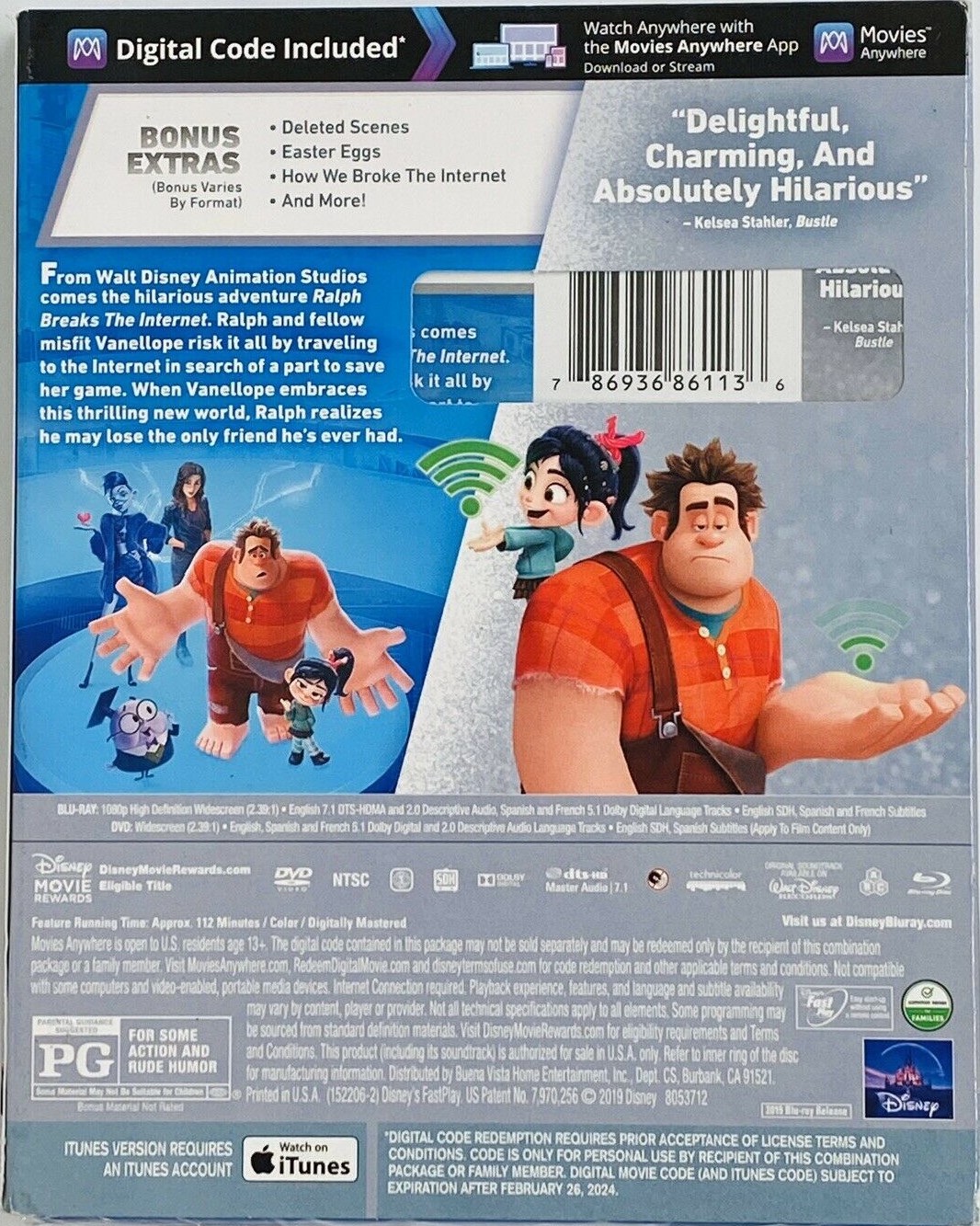 RALPH BREAKS THE INTERNET Disney Pixar Blu-ray + DVD + Digital Code NEW ...