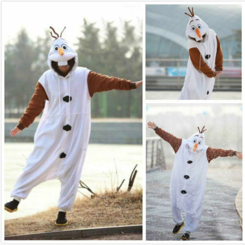 Olaf Frozen Adult Snowman Costume Kigurumi Pajamas Cosplay bodysuit Pyjamas