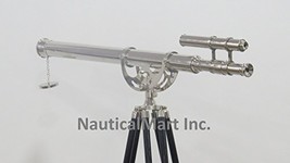 NauticalMart Floor Standing Chrome Double Barrel Telescope 62"