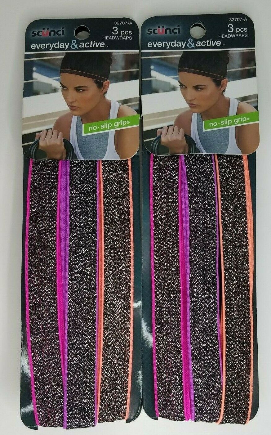 Scunci Everyday & Active Glitter Head Bands 3 pc Lot of 2 #32707-A - $7.99