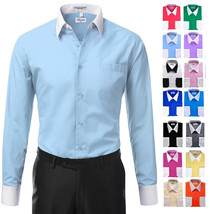 Pre-Owned Men's Classic White Collar & Cuffs Two Tone Dress Shirt With Defects image 1