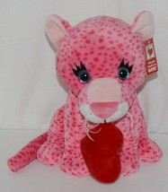 Ganz Brand HV9105 Pink Spotted Plush Chewey Style Leopard With Heart image 1