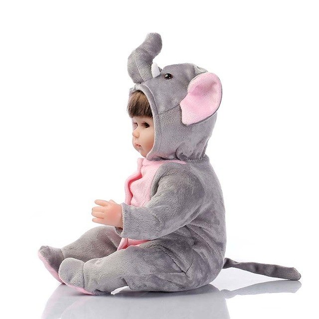 NPK 16 Inch Lifelike Reborn Newborn Dolls Silicone Elephant Clothes
