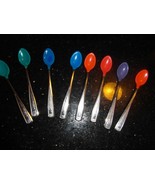 set of 8 Vintage 80&#39;s First Years Stainless Steel Coated Infant BABY SPOON - $39.60
