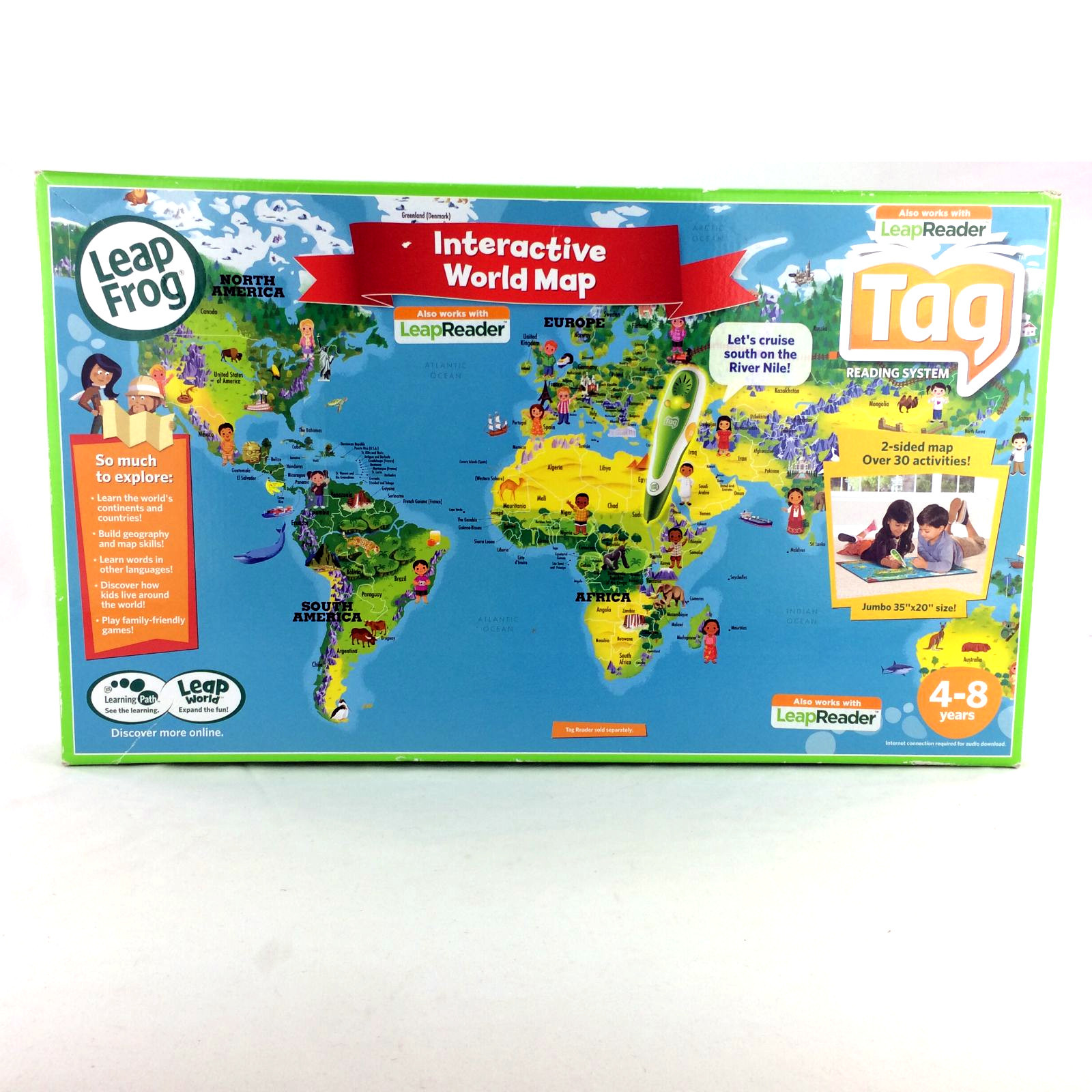 LeapFrog Tag Interactive World Map Jumbo 2 Sided Multi Activity