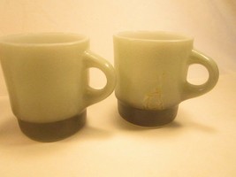 2 Coffee Cup Glass Mug ANCHOR HOCKING Fire King Black &amp; Gray [Y3A6] - $13.44