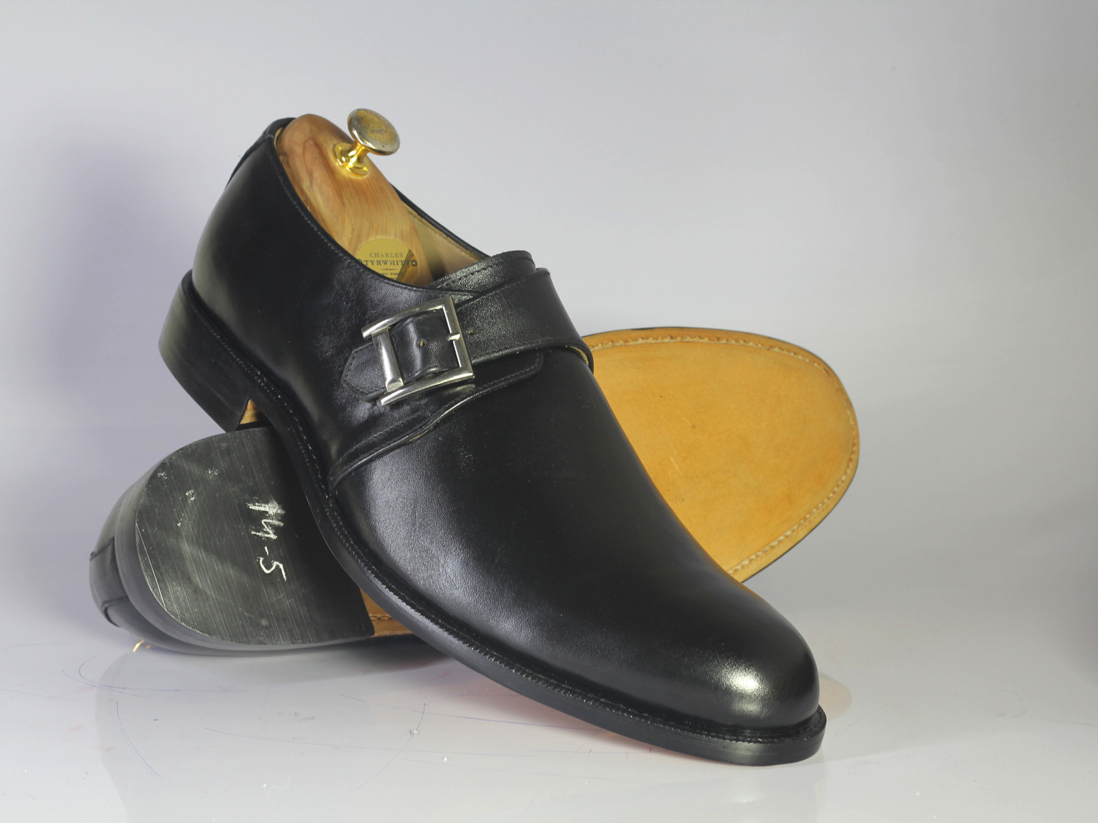 Handmade Men's Black Leather Monk Strap Dress Formal Shoes, Men Designer Shoes
